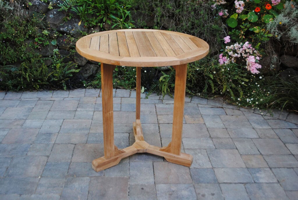 sturdy 30" Round Bistro Table made of teak Paradise Teak Bay Area California