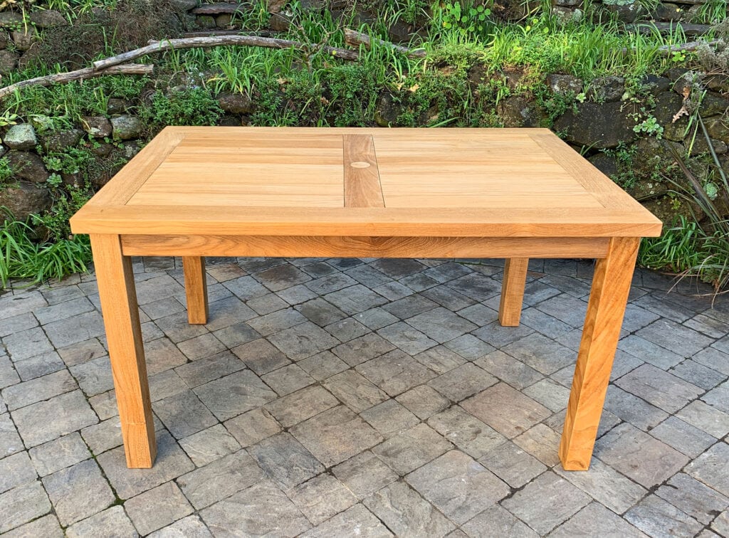 teak 55" Rectangle Farm Table seats six Paradise Teak Bay Area California