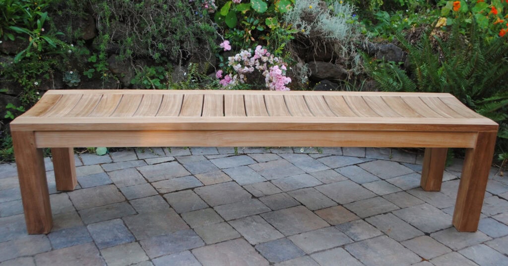 teak 6 Foot Backless Bench Front View Paradise Teak Bay Area California