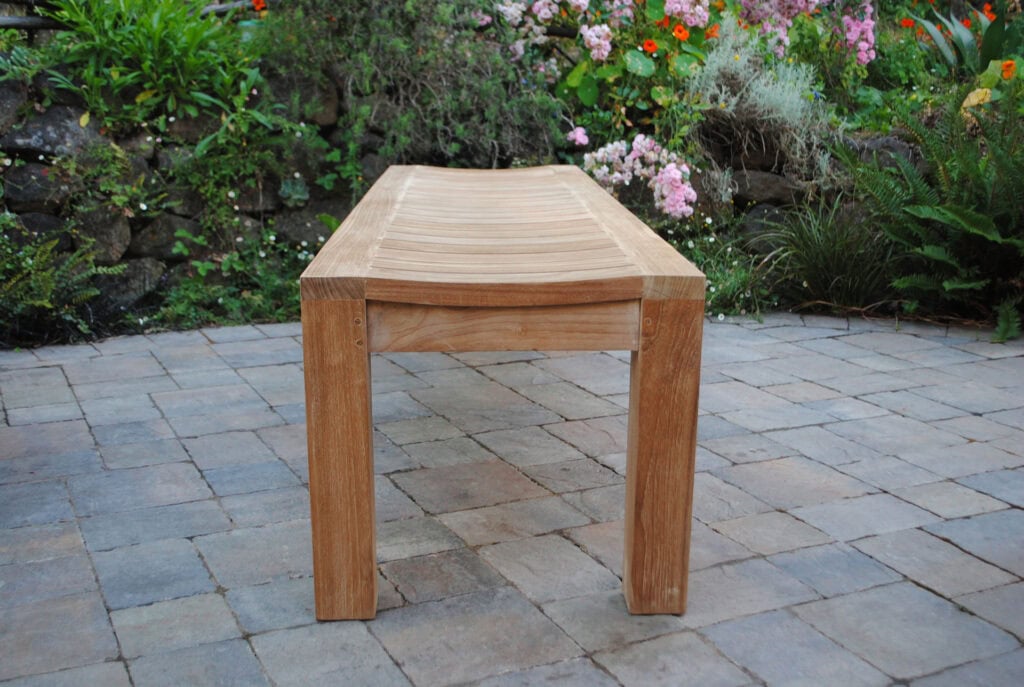 6 Foot teak Backless Bench Side VIew Paradise Teak Bay Area California