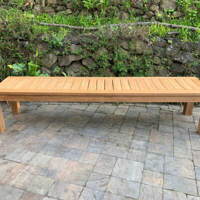 long 7 Foot teak Backless Bench Front View Paradise Teak Bay Area California