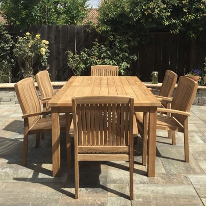 outdoor teak dining table and chairs seats 6 Paradise Teak Bay Area California
