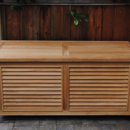 teak outdoor storage box Paradise Teak Bay Area California
