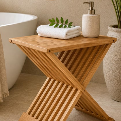 teak folding spa table - small Paradise Teak Bay Area California
