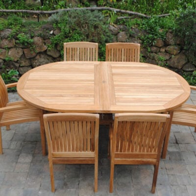 teak Oval Double Extension Table comfortably seats 6 Paradise Teak Bay Area California