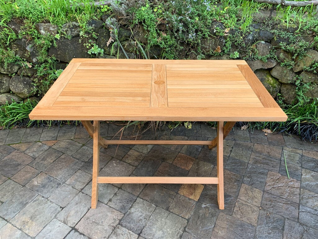 quality teak Rectangle Folding Table perfect for outdoor patio or deck Paradise Teak Bay Area California