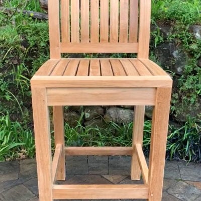 Sausalito Teak Bar Chair Front view Paradise Teak Bay Area California