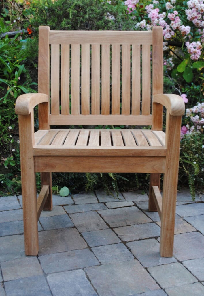 teak Sausalito Garden Chair is comfortable and has arm rests Paradise Teak Bay Area California