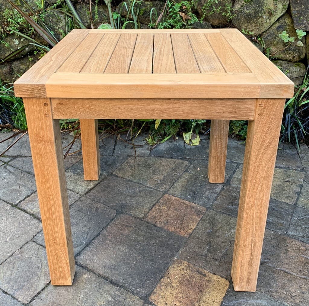Square Table made of teak designed to last season after season Paradise Teak Bay Area California