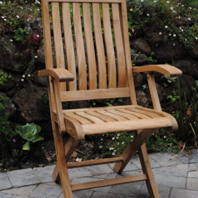 Yountville Folding Arm Chair made of teak from Paradise Teak Bay Area California